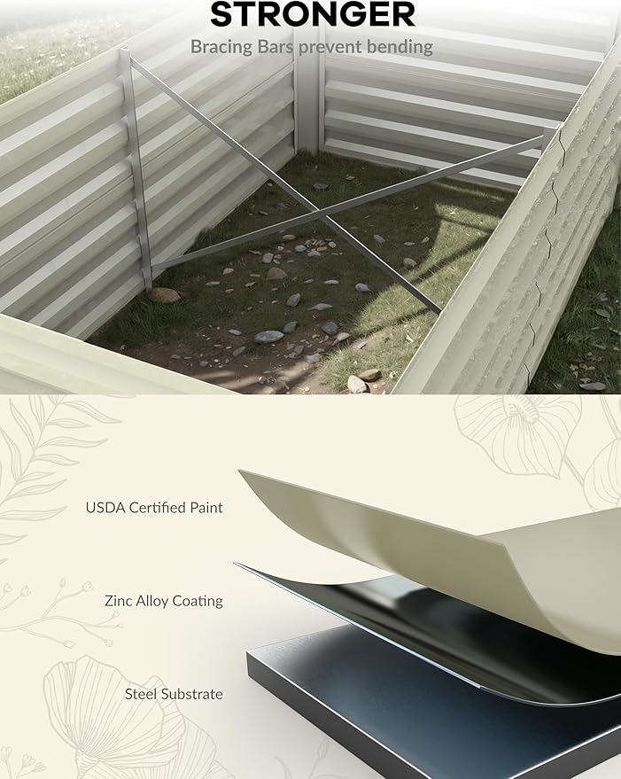 GarveeLife 2pcs 8x4x2 ft Galvanized Raised Garden Bed, 24" Tall Metal Planter Box for Flowers Vegetables, Rust-Resistant Raised Garden Beds for Gardening, Easy Assembly Outdoor Garden Box & Planters