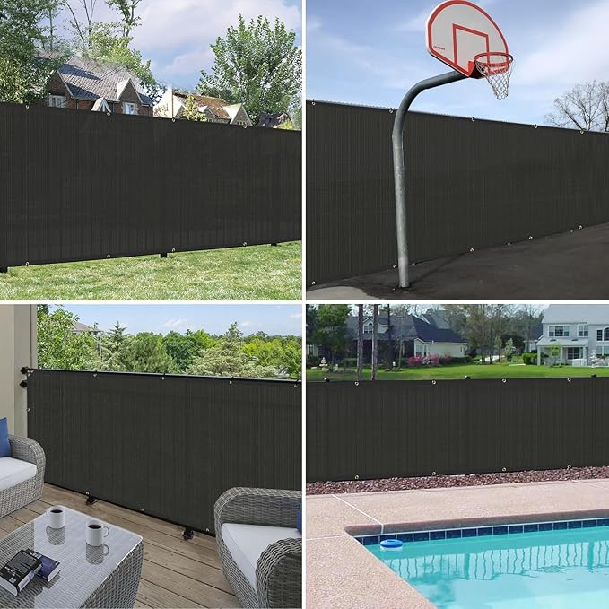 Windscreen4less Privacy Fence Screen Heavy Duty Windscreen Fencing Mesh Fabric Shade Net Cover with Brass Grommtes for Outdoor Wall Garden Yard Pool Deck, 6'x67' Black