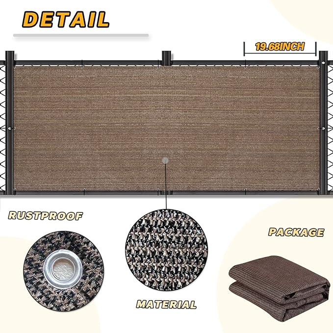 LOVE STORY Balcony Privacy Screen, 3'x7' Deck Shield Screen Fence Cover,UV Protection and Weather-Resistant,3 FT Height for Deck, Patio, Backyard, Outdoor Pool, Porch, Railing, Brown