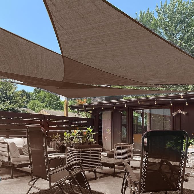 LOVE STORY Custom Size 7'x7'x9.9' Brown Sun Shade Sail Right Triangle Sunhsade Fabric Awning Canopy for Patio Backyard Carport Pergola (Customized)