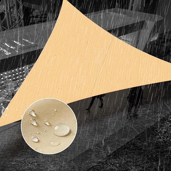SUNNY GUARD Waterproof Sun Shade Sail 18'x18'x18' Sand Triangle UV Block Sunshade for Backyard Yard Deck Patio Garden Outdoor Activities and Facility(Customized)