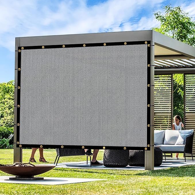 Artpuch Outdoor Pergola Shade Cover 9x10 FT Sun Shade Cloth with Grommets Light Grey 90% UV Protection Canopy Patio Privacy Screen (Customized Available)