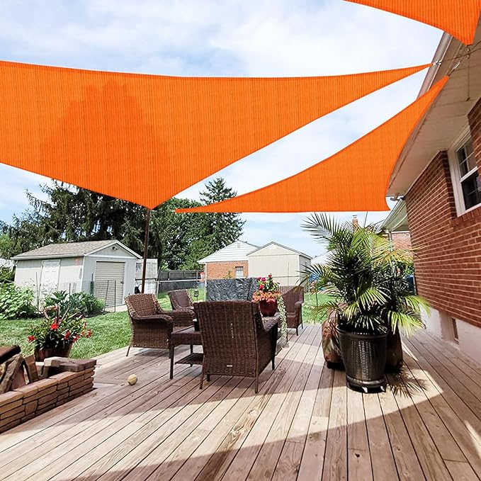 Patio Paradise 2' x 2' x 2' Sun Shade Sail Triangle Canopy Shade Cloth Fabric Sunlight Block Patio Pergola Cover HDPE Deck Awning for Outdoor Backyard Roof Shading, Orange