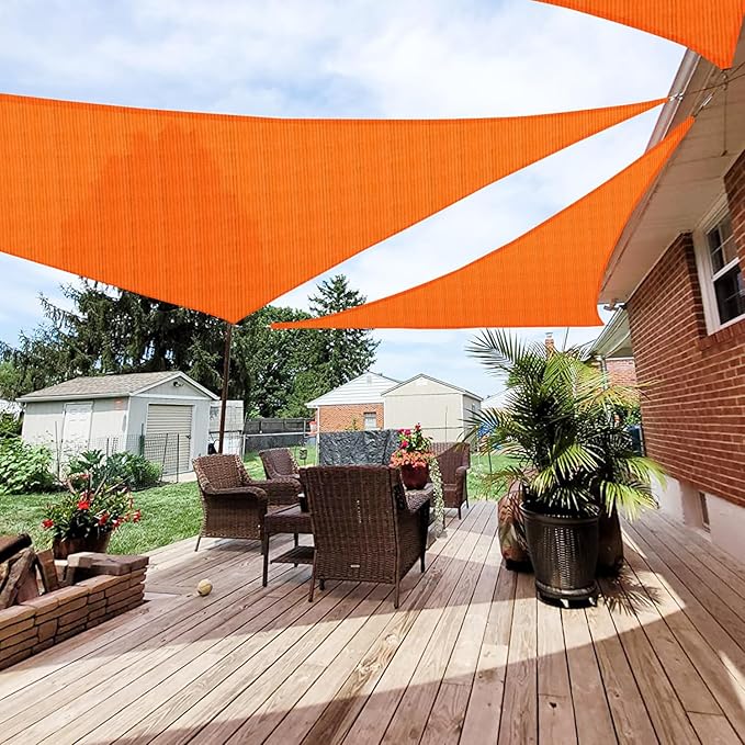 Patio Paradise 21' x 21' x 21' Sun Shade Sail Triangle Canopy Shade Cloth Fabric Sunlight Block Patio Pergola Cover HDPE Deck Awning for Outdoor Backyard Roof Shading, Orange
