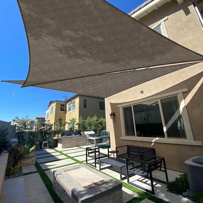 SUNLAX Sun Shade Sail 12' x 12' x 17' Brown Right Triangle Canopy Sail Shade Cover UV Block Permeable Sunshade Outdoor for Patio Backyard (We Make Custom Size)