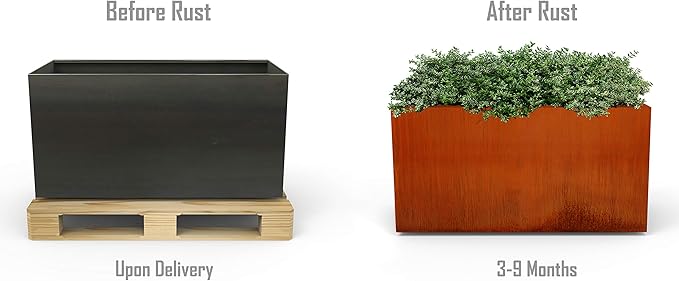 Plantercraft Corten Steel Planters - Extra Large Rectangular Planters for Outdoor Plants, 84x24x42 Large Outdoor Planter Box for Modern Landscape & Privacy Screen Divider