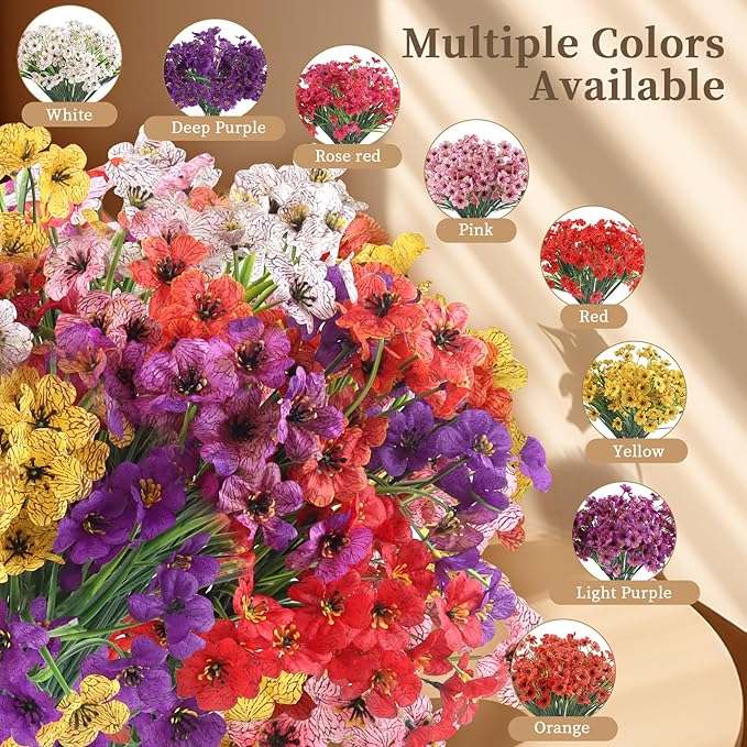 24 Yellow Bundles Artificial Flowers for Outdoors/Indoors Fake Flowers Plants for Indoor Outside Garden Porch Window Box Home Wedding Farmhouse