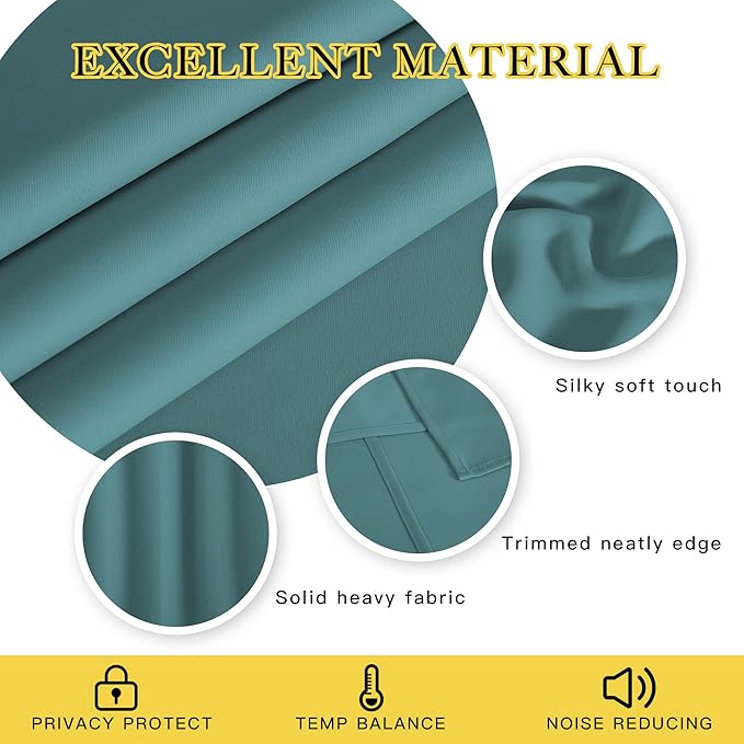 NICETOWN Blackout Curtain Drape for Bedroom - Light Reducing Thermal Insulated Solid Grommet Room Darkening Window Curtain 90 inches Long for Living Room (Sea Teal, 1 Piece, W66 x L90)