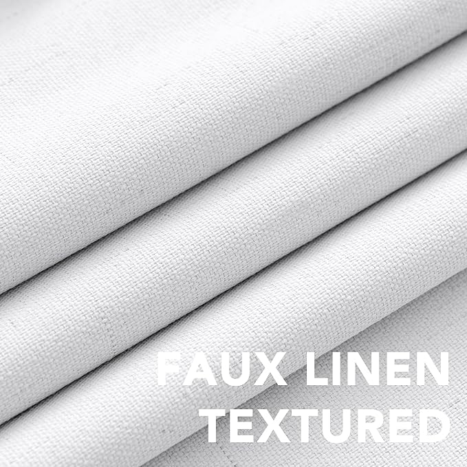 H.VERSAILTEX Linen Blackout Curtains Durable Thick Textured Linen Look 100% Blackout Patio Door Curtain Anti Rust Grommet Extra Wide Sliding Door Curtain Panel, W100 x L108 inch - Pure White