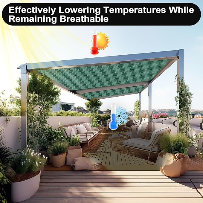 Artpuch 90% Sun Shade Cloth, 8 x 10 FT Pergola Shade Cover Canopy with Grommets, Sun Screen Fabric Tarp for Patio, Outdoor, Garden, Backyard, Green