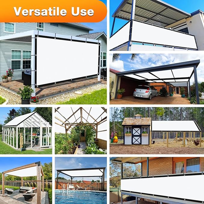 Artpuch Outdoor Pergola Shade Cover 8' X 8' Sun Shade Cloth with Grommets, 90% UV Protection Canopy Patio Privacy Screen (Customized Available) GN107, White