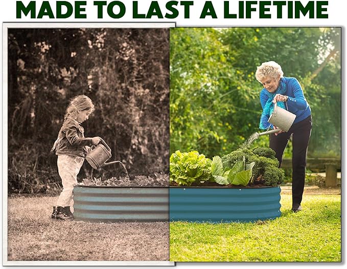 Plant & Plot Galvanized Raised Garden Beds Outdoor // 8×4×1 ft (2-Pack) Planter Raised Beds for Gardening, Vegetables, Flowers // Large Metal Garden Box // Patented Tool-Free Design (Turquoise)