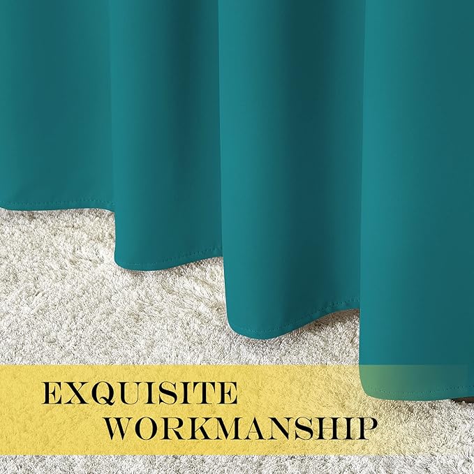 NICETOWN Blackout Curtains 120 inch Length for Sliding Glass Door, Grommet Thermal Insulated Room Darkening Sound Reducing Drapes for Room Divider, 1 Panel, W52 x L120, Peacock Teal