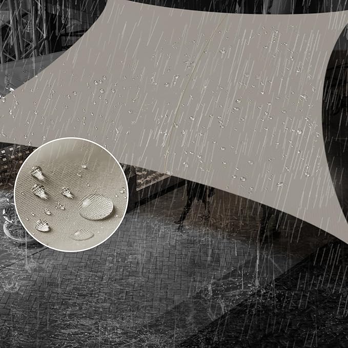 SUNNY GUARD Waterproof Sun Shade Sail 10' x 16' Taupe Rectangle UV Block Sunshade for Backyard Yard Deck Patio Garden Outdoor Activities and Facility(Customized)