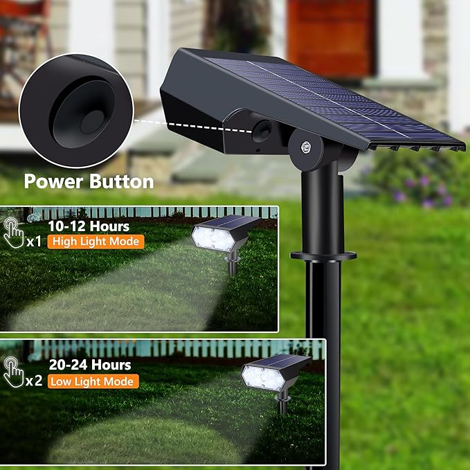 LYHOPE Solar Spot Light Outdoor, 49 LED Lights for Outside, 2 Modes Solar Powered Spotlights, Waterproof Pathway Light for Garden Yard Walkway Driveway Landscape Decorations (4 Pack-Cool White)