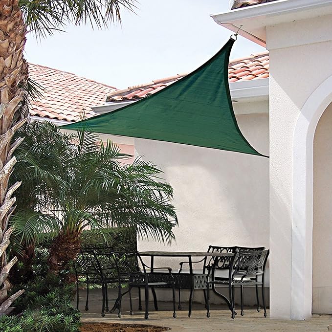 E&K Sunrise 16' x 16' x 16' Sun Shade Sail Triangle Canopy Shade Cover UV Block for Patio Backyard Garden Outdoor (Green)