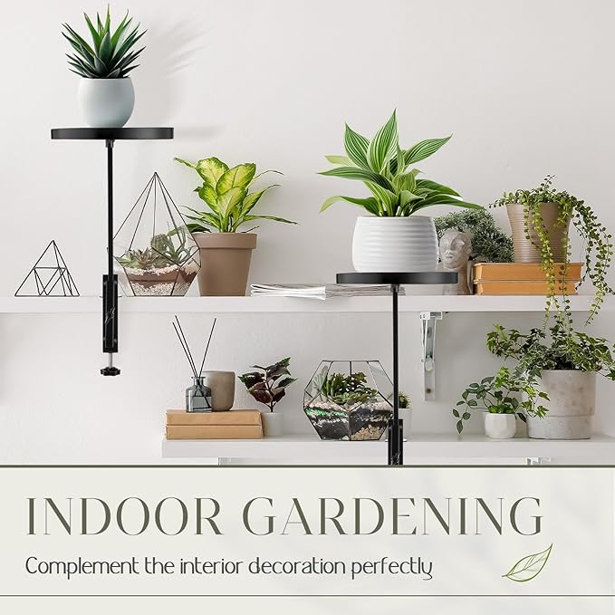2 Pcs Window Sill Plant Shelf 7.9''D x 14.2''H Adjustable Window Shelf Windowsill Clamp Tray for Indoor Plants Metal Windowsill Extension Tray Planter Floating Shelves for Indoor Outdoor