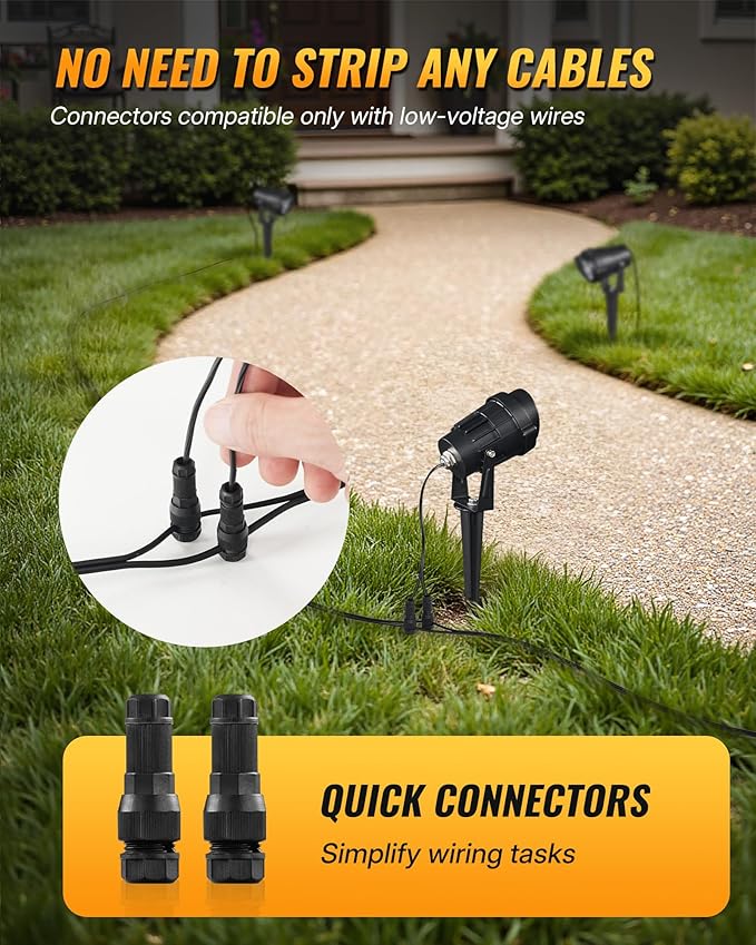6W 700LM Low Voltage Landscape Lighting, 12V AC/DC 3000K Warm White LED Low Voltage Landscape Lights, IP65 Waterproof Outdoor Spotlights with Connectors for Garden Tree Yard 12Pack W01SLP1206