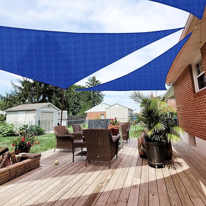 Patio Paradise 8' x 8' x 7'10" Sun Shade Sail Triangle Canopy, Permeable Shade Cloth Fabric Sunlight Block Patio Cover HDPE Deck Awning for Outdoor Backyard Pergolas Roof Shading, Blue