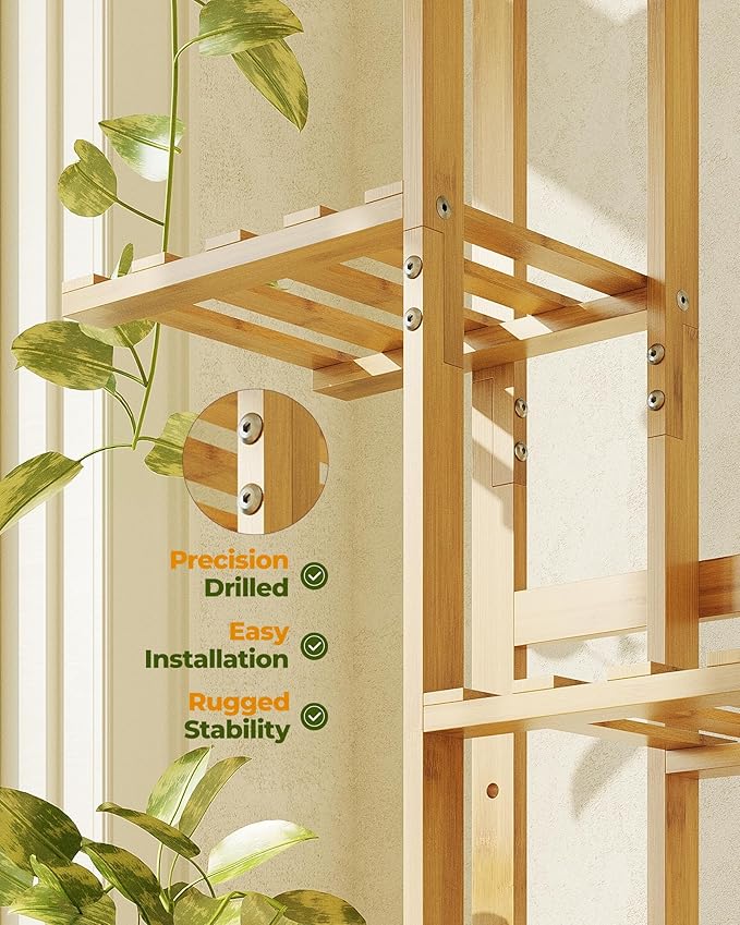 Bamworld Bamboo Plant Stand Indoor 6 Tiered Plant Shelf Outdoor Corner Plant Rack for Multiple Plants Flower Stand Plant Holder for Living Room Bedroom Balcony Patio Garden 48 Inch Natural