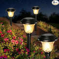BEAU JARDIN 8 Pack Solar Pathway Lights Outdoor Solar Powered Light Christmas Gift Waterproof Glass High Lumen for Garden Landscape Path Yard Walkway Patio Driveway Outside White Color Changing Black