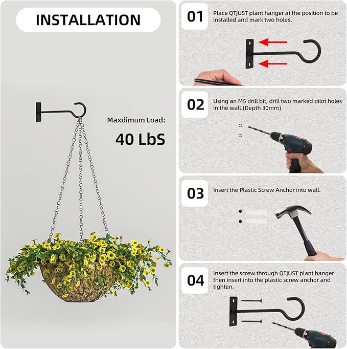 4in 2Pack Wall Hook for Hanging Plant Bracket