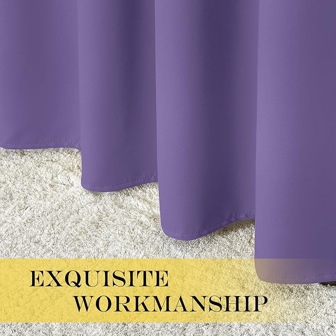 NICETOWN 66 Inch Long Blackout Curtains for Bedroom Living Room, Thermal Insulated Room Darkening Curtains, Light Blocking Blackout Drapes for Bedroom, 66" W x 66" L, 1 Panel, Lilac Purple