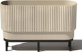 Veradek Demi Series Raised Long Planter for Indoor/Outdoor Use | Made from Plastic & Stone w/Wooden Stand | Modern Patio Décor for Flowers/Shrubs