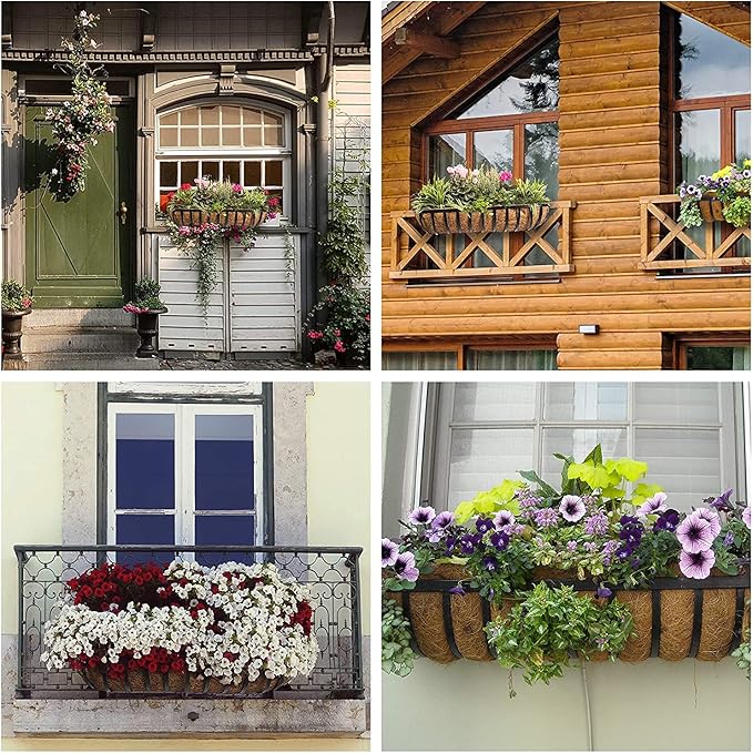 bboUod 2 pcs Garden Coconut Planter Liners Preformed Window Box Liners Natural Trough Coco Liner Coir Mats (24 inch)