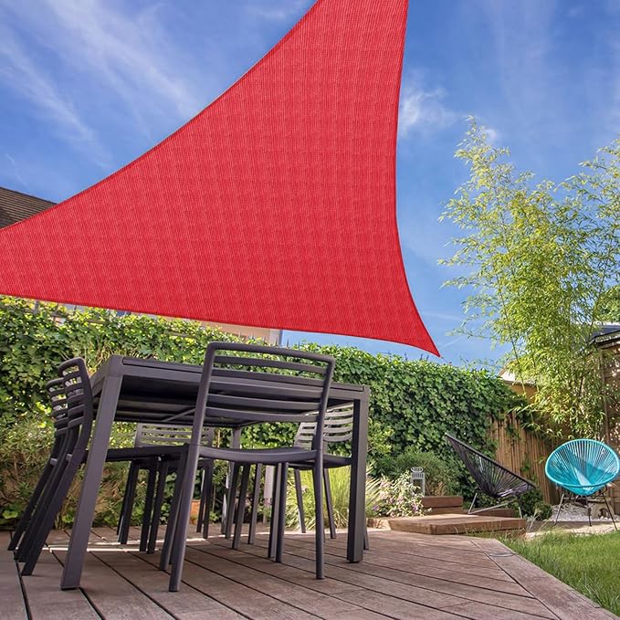 E&K Sunrise 23' x 23' x 23' Sun Shade Sail Triangle Canopy Shade Cover UV Block for Patio Backyard Garden Outdoor (Red)