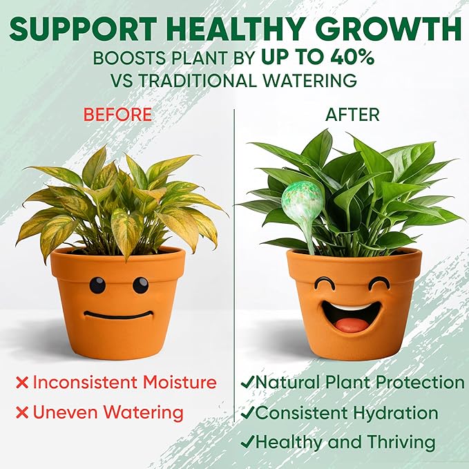 Plant Watering Globes Set of 2 - Large Self Watering Globes for Indoor & Outdoor Plants - Multicolored, Automatic, Glass Watering Bulbs for Daily Use, Plant Watering Devices