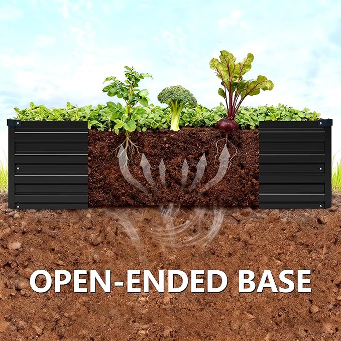 Vengarus 10x3x1FT (2 Pack) Galvanized Raised Garden Bed Kit, Outdoor Metal Planter Box for Vegetables, Rectangular Steel Container, Easy Assembly (Black)