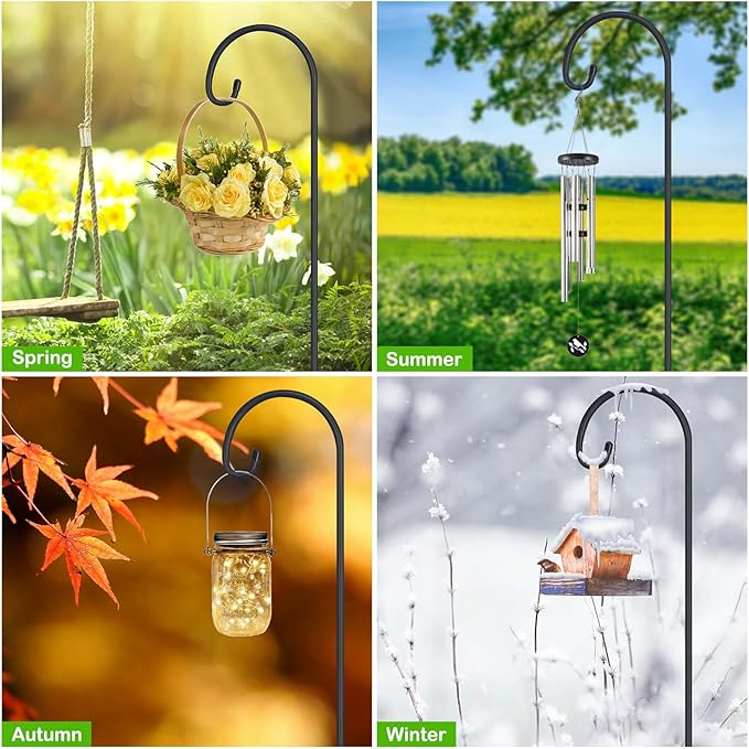 FEED GARDEN Adjustable 32 Inch Shepherd Hooks Rust Resistant Steel Shepard Hooks for Outdoor Hanging Lanterns, Bird Feeders, Solar Lights, Weddings Decor 8 Pack