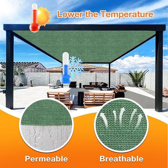 Artpuch Outdoor Pergola Shade Cover 5' X 12' Sun Shade Cloth with Grommets, 90% UV Protection Canopy Patio Privacy Screen (Customized Available) GN107, Green