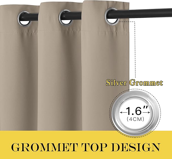 NICETOWN Taupe Blackout Curtains for Bedroom 95 Inch Length - Thermal Insulated Room Darkening Privacy Grommet Window Drapes for Boys Room, Set of 1 Panel, 80 x 95 Inch