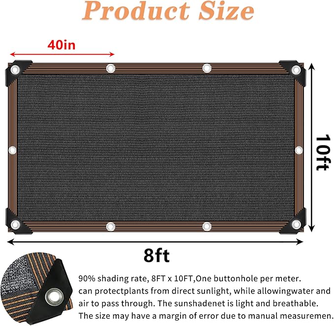 Shade Cloth - 70-90% Sunblock Net for Garden Patio,Shade Sails for Plants Greenhouse Outdoor Pergola Lawn Swimming Sun Shade Cloths for Kennel Chicken Coop Easier to Hang Shade Net Cover