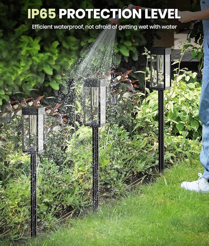 Solar Pathway Lights Outdoor, 2 Pack Solar Garden Lights IP65 Waterproof, Bright Pathway Light Solar Powered for Outside Yard Path Lawn Walkway Driveway Lighting Landscape Decor (Warm White)
