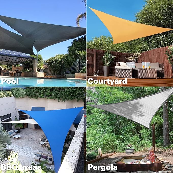 KANAGAWA Sun Shade Sail 10'x10'x14' Dark Gray Triangle UV Block Canopy Awning Shelter Fabric Cloth Screen for Outdoor Patio Garden Backyard