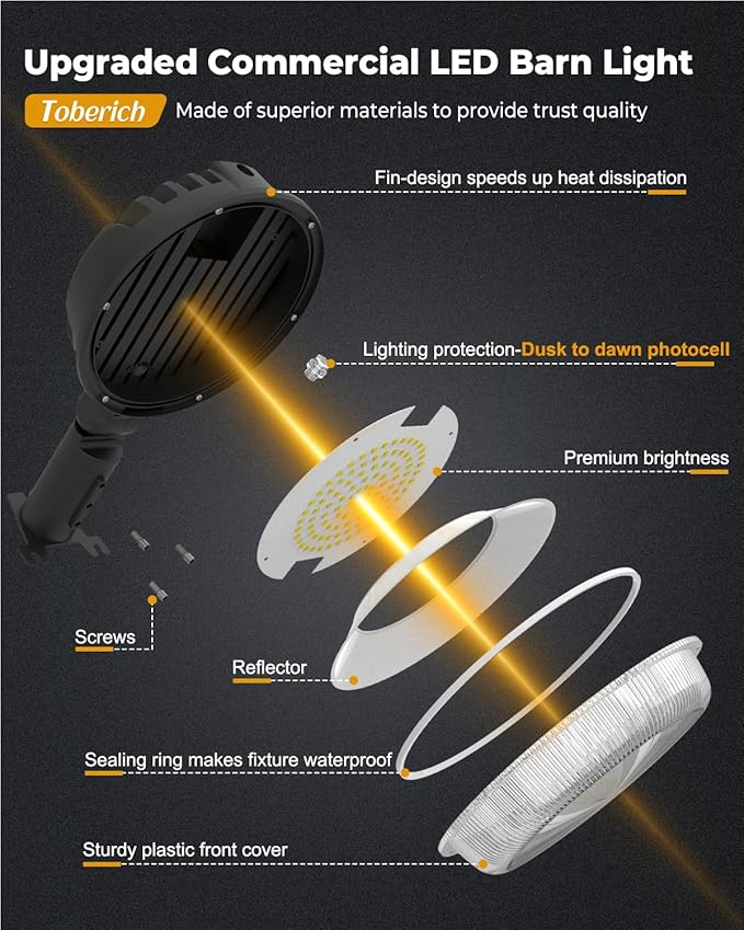 LED Barn Light, 150W 20000LM Yard Area Lights Dusk to Dawn Outdoor Lighting with Upgraded Photocell 4000K Adjustable Angle Neutral Light IP66 Waterproof Street Lights for Security/Farmhouse/Garage