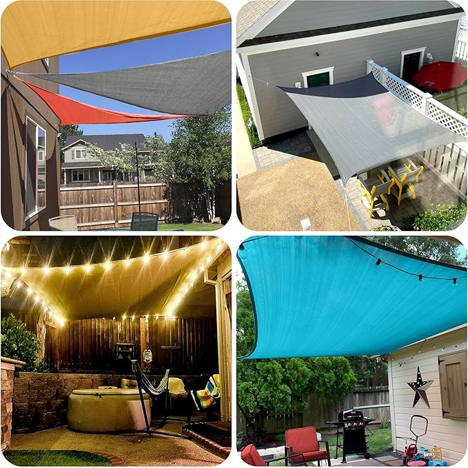 SUNLAX Sun Shade Sail 10' x 14' Dark Grey Rectangle Canopy Sail Shade Cover UV Block Permeable Sunshade Outdoor for Patio Backyard Deck Pergola (We Make Custom Size)