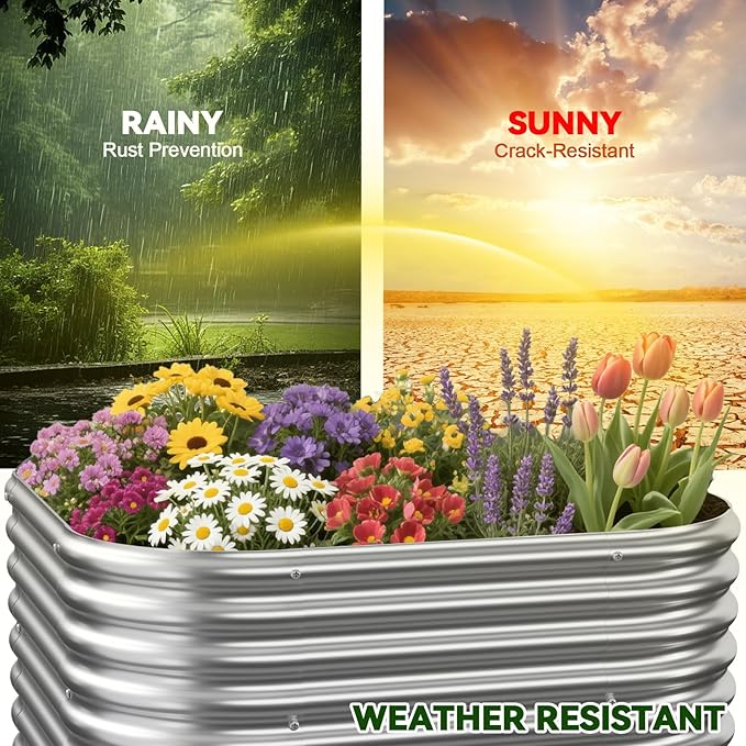 4 Pack 3x3FT Corrugated Galvanized Steel Raised Garden Bed Outdoor, Metal Above Ground Garden Bed for Vegetables and Flowers, Raised Beds for Gardening-3x3FTx10Inch