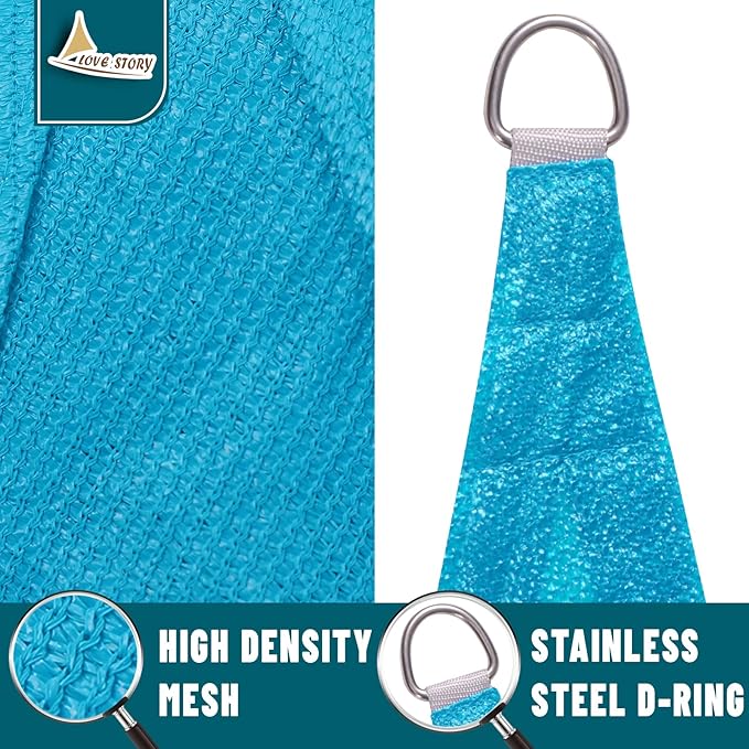 LOVE STORY Custom Size 9'x14' Turquoise Blue Sun Shade Sail Rectangle UV Block Canopy Patio Sail Sunshades Fabric for Outdoor Garden Carport (We Make Custom Size)