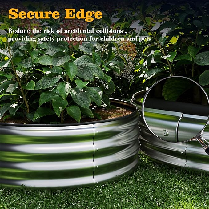 Garden Box Raised Flower Bed Galvanized Metal Planter Round Raised Garden Bed Kit for Gardening Outdoor 1PC Black 6X3X2FT