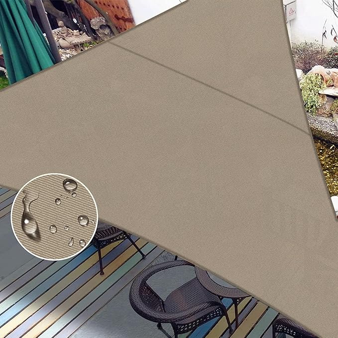 LOVE STORY Right Triangle 8'x11'x13.6' Waterproof Sun Shade Sail Canopy UV Block for Outdoor Patio Backyard Carport,Taupe(We Make Custom Size)