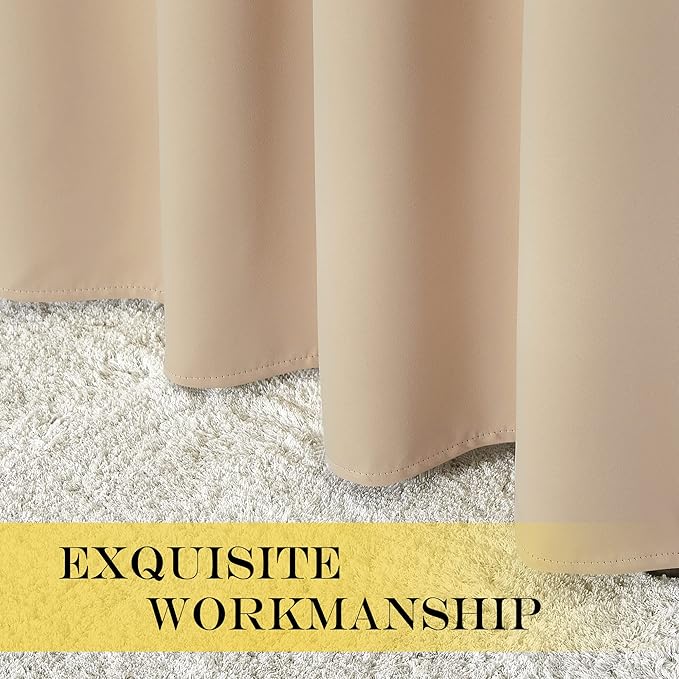 NICETOWN Blackout Drapery Curtain Panel - Window Treatment Thermal Insulated Solid Grommet Blackout Curtain/Panel/Drape for Bedroom (Biscotti Beige, 1 Panel, 52 by 72 inches)