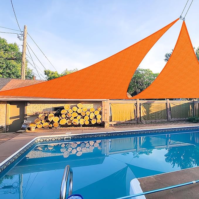 E&K Sunrise 10' x 10' x 10' Sun Shade Sail Triangle Canopy Shade Cover UV Block for Patio Backyard Garden Outdoor (Orange)