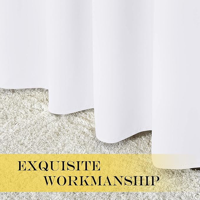 NICETOWN White Room Darkening Curtain 95 inches Long for Living Room - (50% Blackout) Grommet Top Thermal Insulated Window Treatment Sound Reducing Drape for Bedroom (1 Panel, W52 x L95)