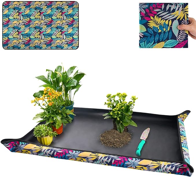 Extra Large Repotting Mat for Indoor Plants Transplanting and Dirt Control, Foldable Waterproof Succulent Potting Mat, Gardening Gifts for Plant Lovers (43.5"x29.5")