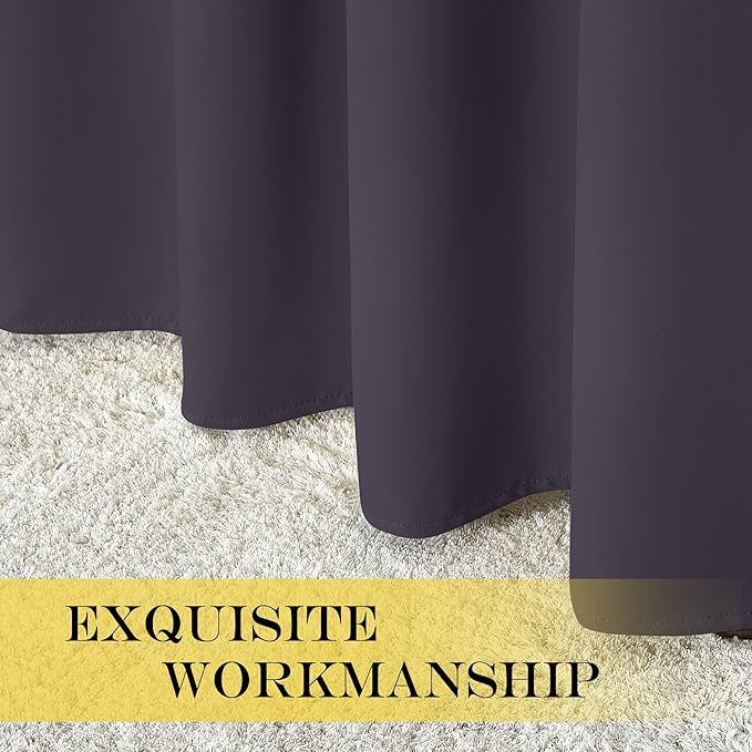 NICETOWN Bedroom Curtain Room Darkening Drapery 102 inches Length - Home Fashion Thermal Insulated Grommet Room Darkening Curtain for Living Room (Greyish Purple, 1 Panel, 52 x 102 inches)