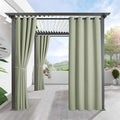 RYB HOME Outdoor Curtains for Patio Waterproof Block Sunlight Thermal Insulated Privacy Assured Thick Outside Curtains for Porch, Gazebo, Pergola, W52 x L95, Sage Green, 1 Panel